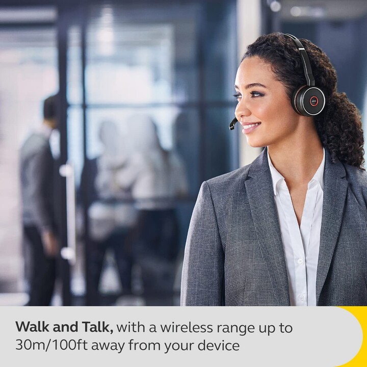 Jabra Evolve 75 SE UC Stereo Headset On-Ear (Bluetooth, sem fio, NFC, USB, estação de carregamento)