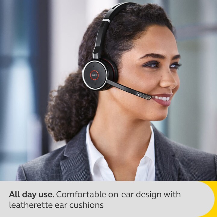 Jabra Evolve 75 SE UC Stereo Headset On-Ear (Bluetooth, sans fil, NFC, USB, station de charge)