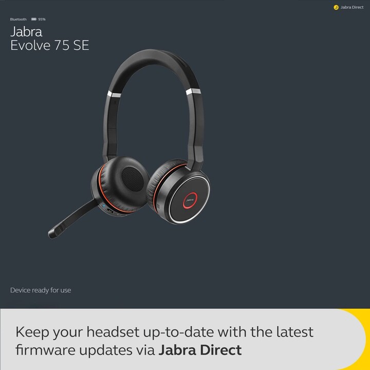 Jabra Evolve 75 SE UC Stereo Headset On-Ear (Bluetooth, sem fio, NFC, USB, estação de carregamento)