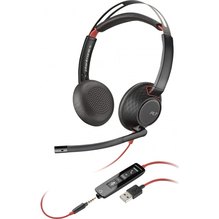 Fone de ouvido estéreo USB-A POLY Blackwire 5220 (a granel) com faixa de cabeça com fio para escritório/call center USB tipo A p