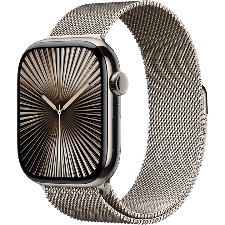 Apple Watch Series 10 GPS Cellular 46 mm Caja de titanio natural con correa milanesa natural - Talla M/L