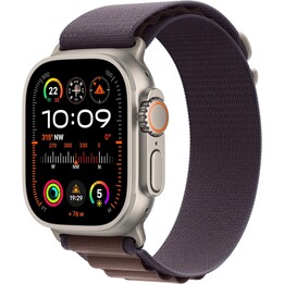 Apple Watch Ultra 2 49 mm LTE, boîtier en titane / bracelet Alpine Loop indigo L, réf. A2986 - MREW3FD/A