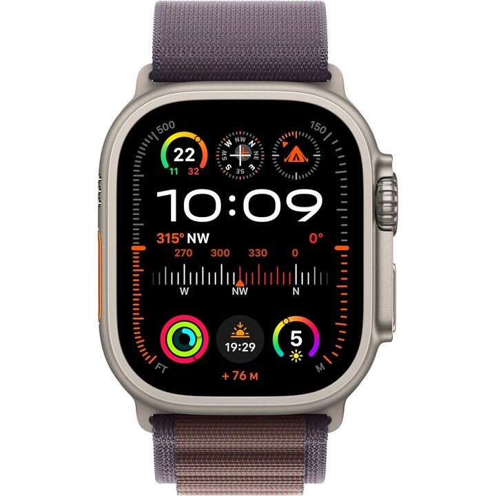 Apple Watch Ultra 2 de 49 mm con LTE, caja de titanio y correa Alpine Loop en color índigo L, n.º de modelo A2986 - MREW3FD/A