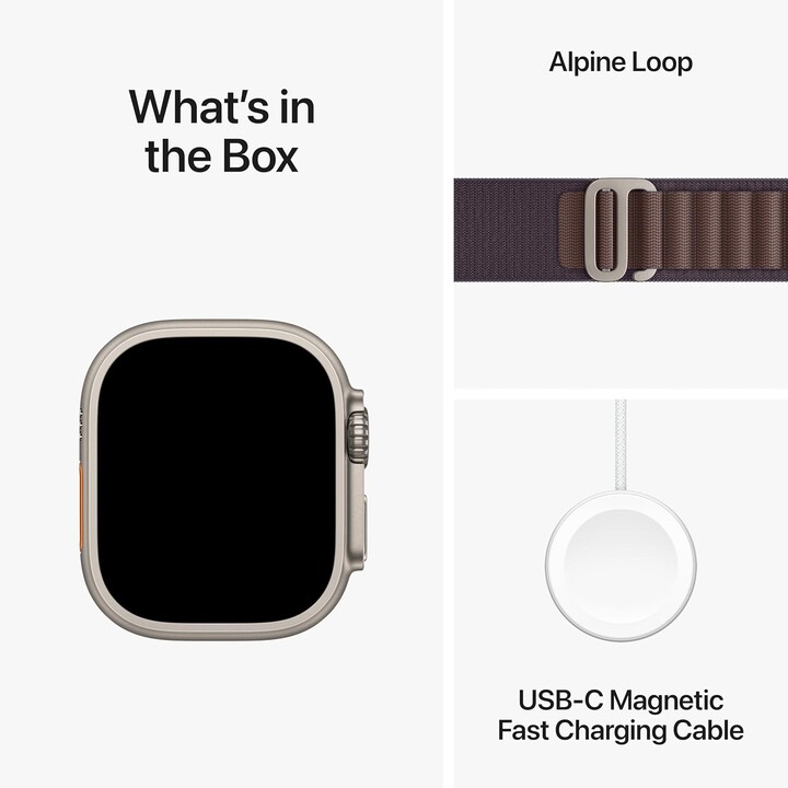 Apple Watch Ultra 2 49 mm LTE con cassa in titanio e cinturino Alpine Loop Indigo L, codice modello A2986 - MREW3FD/A