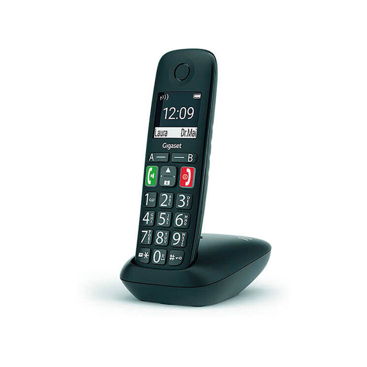 Téléphone sans fil DECT Gigaset E290 noir reconditionné - Comme neuf