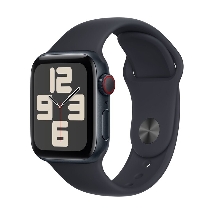 Apple Watch SE (2.ª geração) 2023 GPS + Cellular 40 mm em alumínio com bracelete desportiva preta (Midnight) - Tamanho S/M