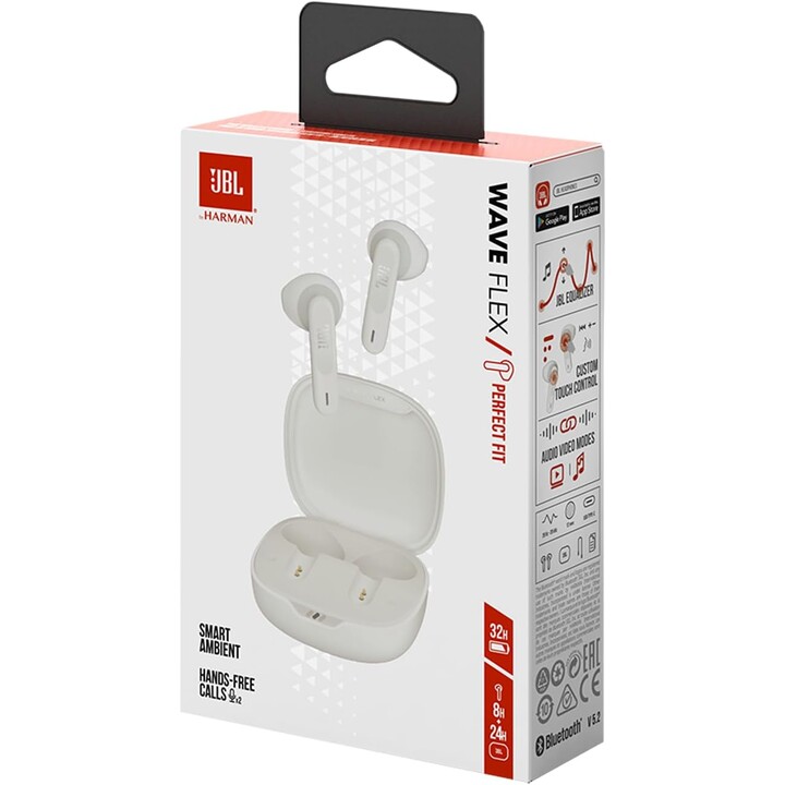 JBL Wave Flex Bianco - Auricolare Bluetooth
