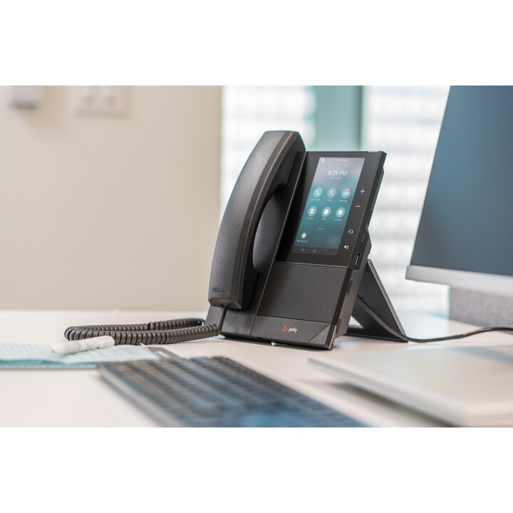 Telefone multimídia empresarial POLY CCX 505 para Microsoft Teams e telefone IP habilitado para PoE, preto, LCD de 24 linhas, Wi