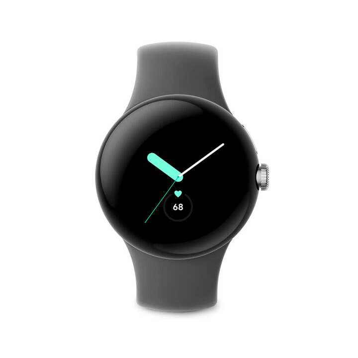 Google Pixel Watch WiFi 41mm Silver with Charcoal Gray Sport Band, Refurbished - Like New