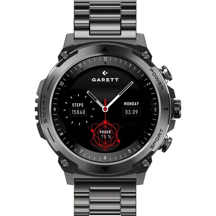 SMARTWATCH GARETT ATOM PRETO EM AÇO