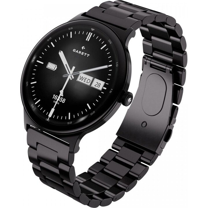Garett Quantum smartwatch de acero plateado
