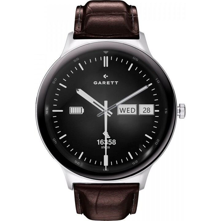 Garett Quantum smartwatch de acero plateado