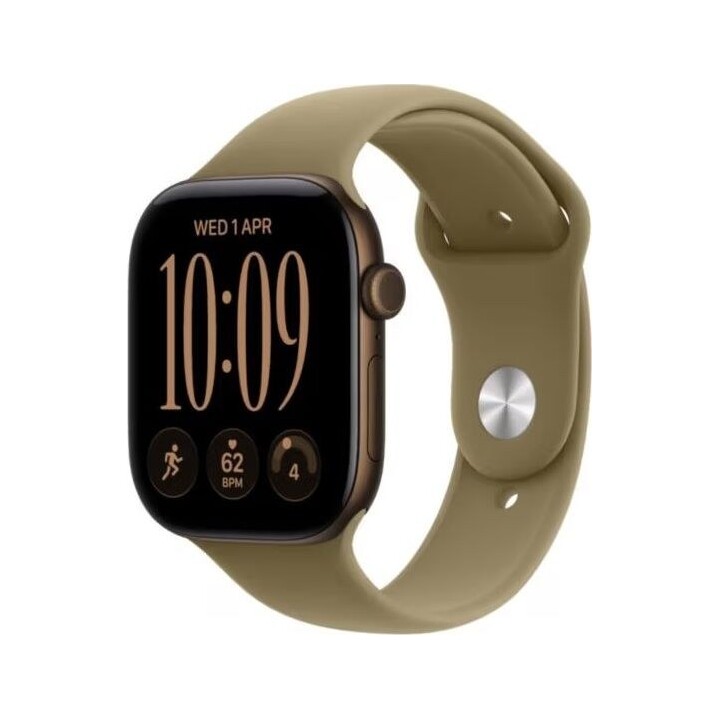 Watch Series 12 GPS 42 mm, dunkelbronzefarbenes Aluminiumgehäuse mit olivfarbenem Sportarmband – M/L