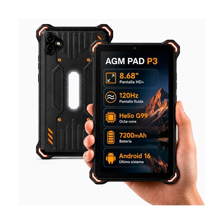 AGM PAD P3 Compact Black 6+128GB - Rugged Tablet 8.68" 120Hz HD+