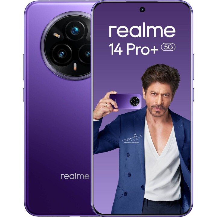 Realme 14 Pro+, 12+512 GB, 6,83 tela, 3ª geração Qualcomm Snapdragon® 7s, 6000 mAh, 6000 mAh, roxo