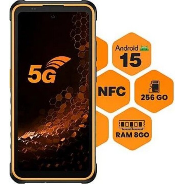 HAMMER Iron Smartphone 8GB 128GB, 6.56" LCD 6050 mAh Black Orange
