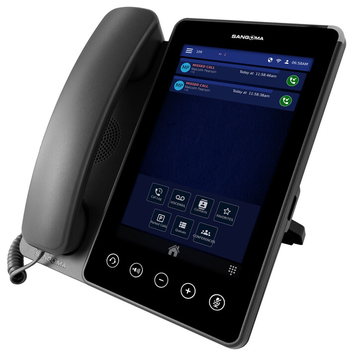 Sangoma P370, 16 líneas, voz HD, Gigabit Ethernet, 2 puertos USB, Bluetooth, WiFi, pantalla táctil IPS en color de 7" (800 x 128
