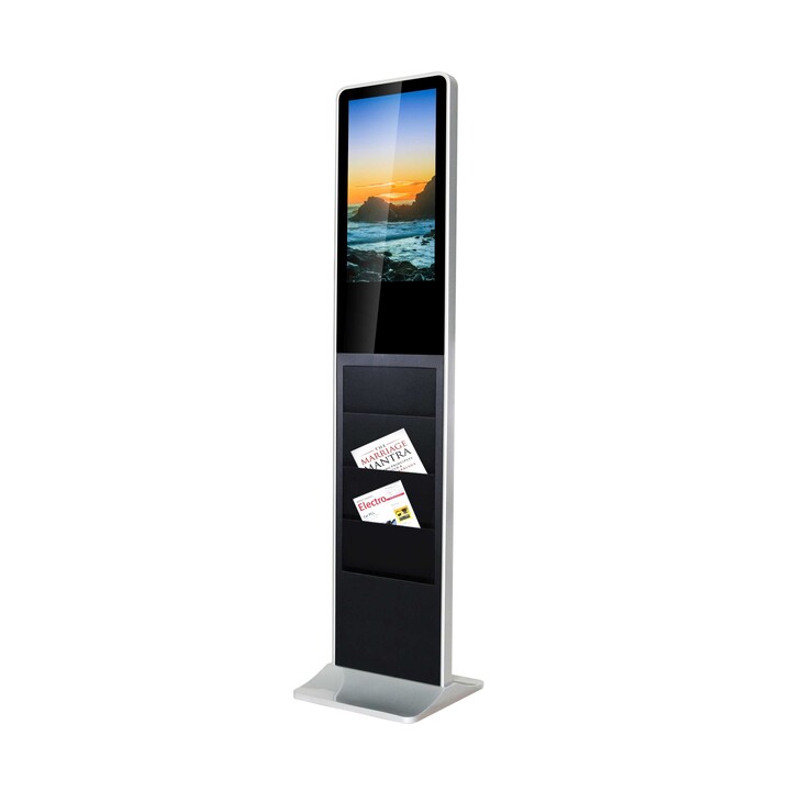 Allnet Standdisplay 21 Zoll 10Point-Touch with brochure holder PoE, Android, colour black