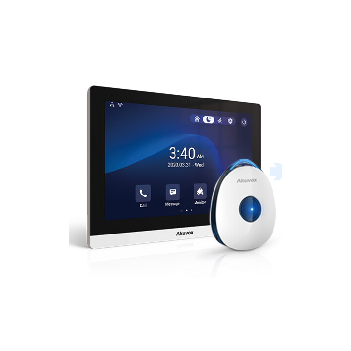 Estación interior Akuvox C319A, pantalla táctil, Android, POE, Wi-Fi, Bluetooth, cámara de 1 MP, módulo de RF y colgante SOS (86