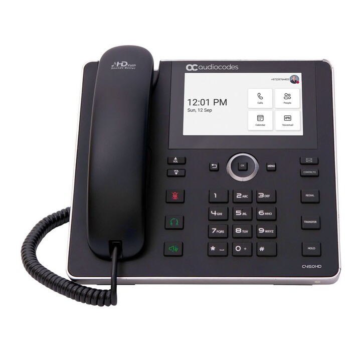 Telemóvel IP AudioCodes IPC450HD com PoE e GbE, preto