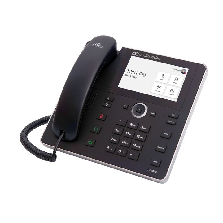 Telemóvel IP AudioCodes IPC450HD com PoE e GbE, preto