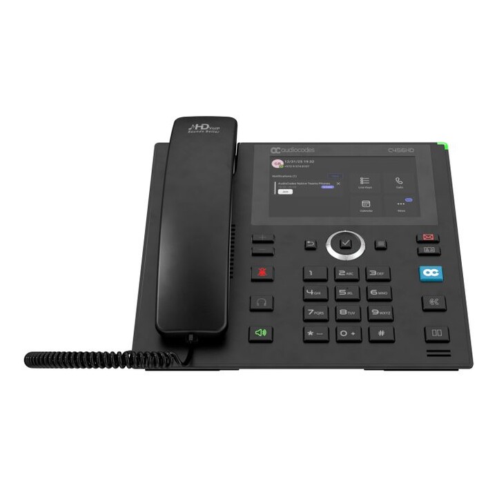 Teléfono IP AudioCodes Teams C456HD con PoE y GbE, color negro, con Bluetooth integrado y Wi-Fi 6 de doble banda