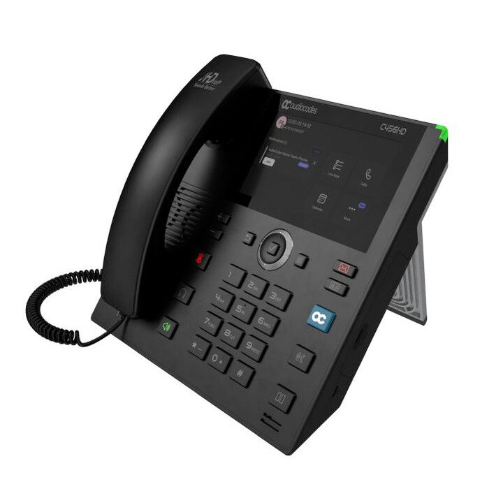 Telefono IP AudioCodes Teams C456HD PoE GbE nero con Bluetooth integrato e Wi-Fi 6 dual band
