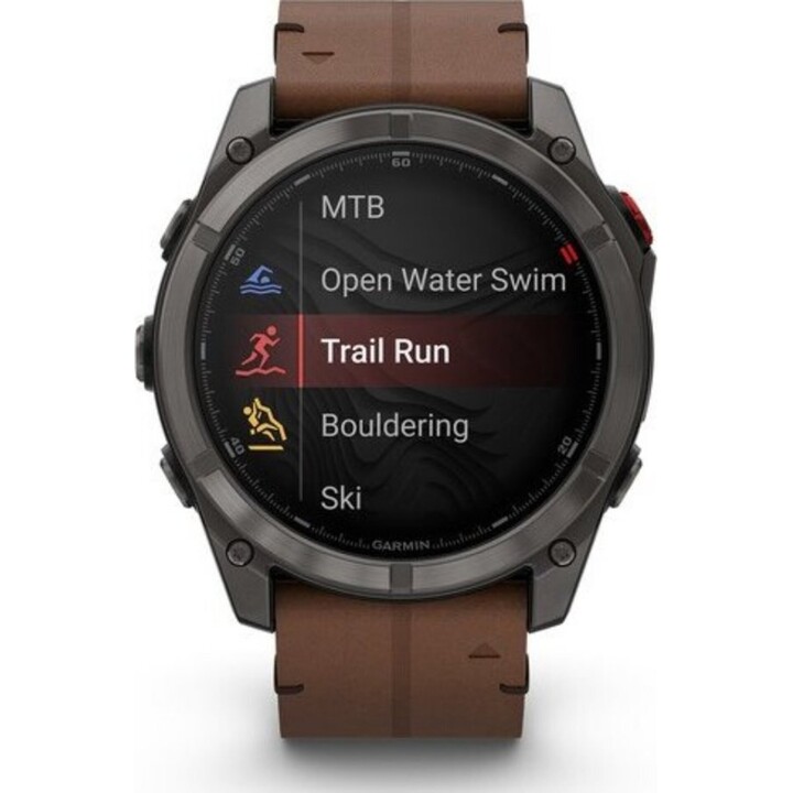 Garmin Fenix 8 Pro LTE 51 mm écran AMOLED saphir bracelet en cuir Garmin Titanium Noir