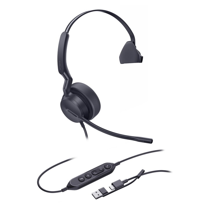 Yealink UH42 Mono USB-C/A - Cuffie con microfono, supraurali, Nero