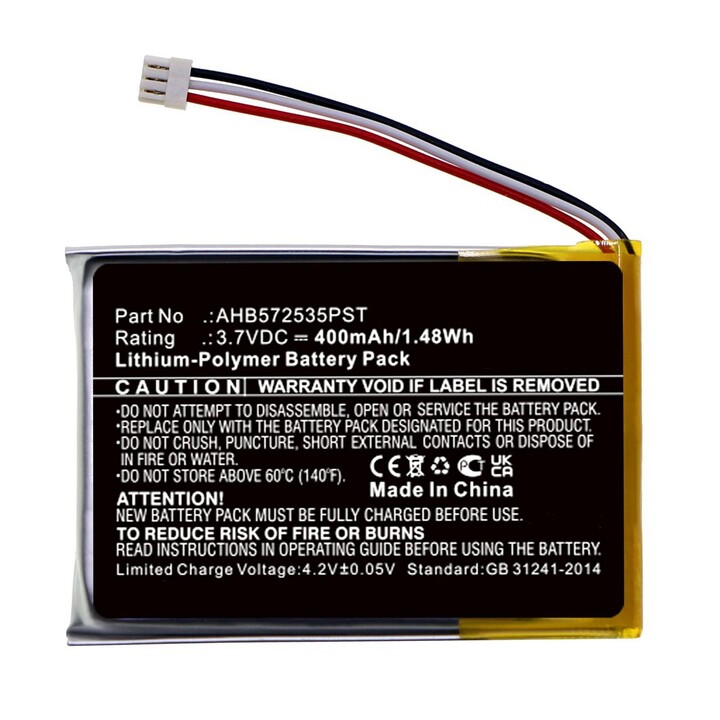 CoreParts MBXWHS-BA185 Battery for Wireless Headphones, 500 mAh, 3.7 V, Li-ion, JST 2-Pin Connector