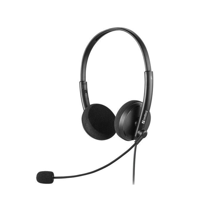 Sandberg Minijack Office Headset Saver 325-41 – Bügel-Headset, Rauschunterdrückungsmikrofon, 3,5-mm-Miniklinke, Schwarz