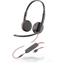 Poly Blackwire C3225 USB-C Headset mit Mikrofon und aktiver Geräuschunterdrückung, Schwarz