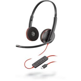 Poly Blackwire C3220 Cuffia Monoaurale USB-C Nero e Rosso