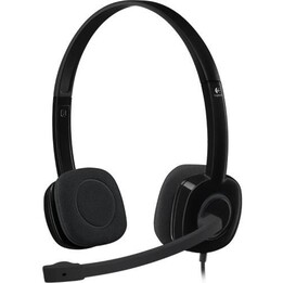 Logitech H151 Casque Stéréo Filaire, Microphone Réglable, Jack 3,5 mm, Noir