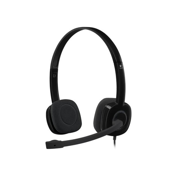 Logitech H151 Auscultadores Estéreo com Fio, Microfone Ajustável, Jack 3,5 mm, Preto