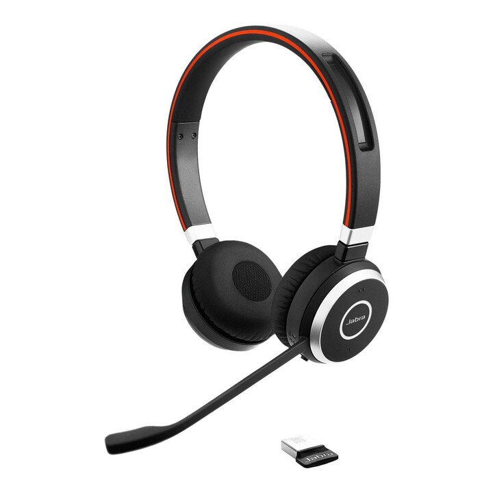 Jabra Evolve 65 SE Auriculares Inalámbricos de Diadema para Oficina y Centro de Llamadas, Bluetooth 4.0, MicroUSB, Base de Carga
