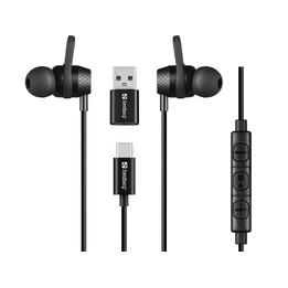 Sandberg Auriculares Intraauriculares USB-C/A con Micrófono y Control de Volumen