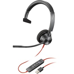 HP Poly Casque Poly Blackwire 3310 avec certification Microsoft Teams et certification TAA pour adaptateurs USB-C/A