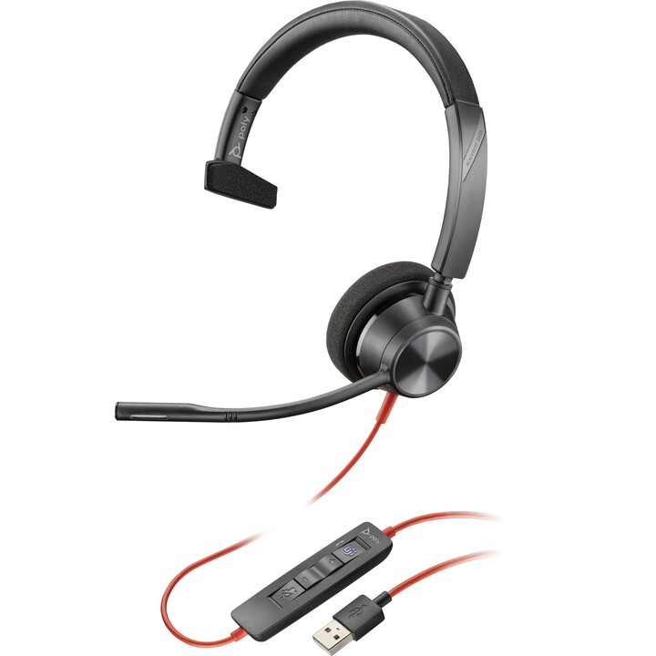 HP Poly Cuffie Poly Blackwire 3310 con certificazione per Microsoft Teams e certificazione TAA per adattatori USB-C/A