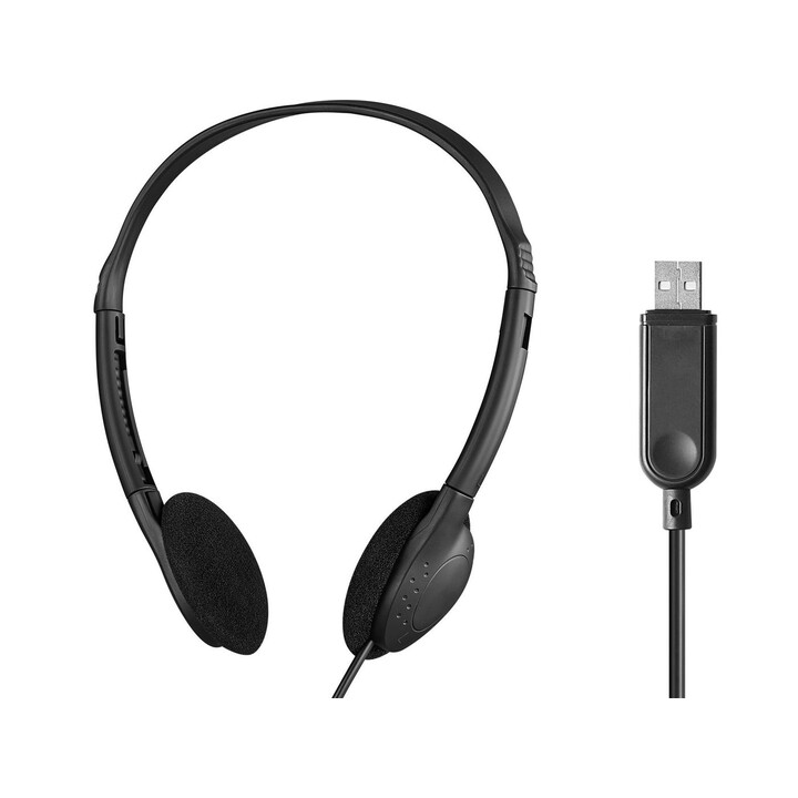 Sandberg 825-33 Auriculares USB-A con Diadema, Supraaurales, 20-20000 Hz, 38 dB, 55 g, Negro