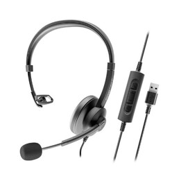 Axtel Ace UC Mono USB-C-A - Auscultadores de arco com microfone e cancelamento de ruído, preto