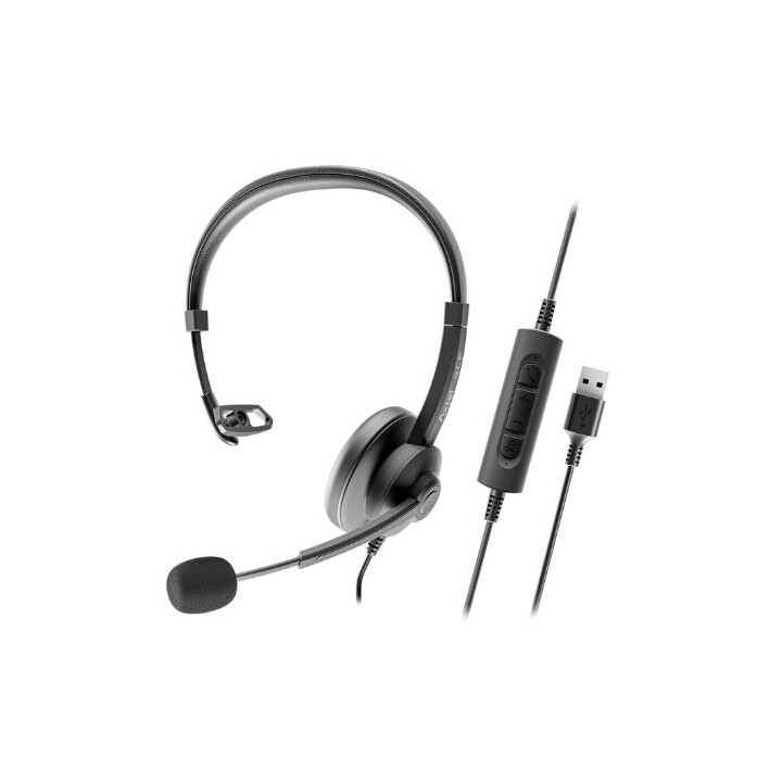 Axtel Ace UC Mono USB-C-A - Cuffie con archetto, microfono e cancellazione del rumore, nero
