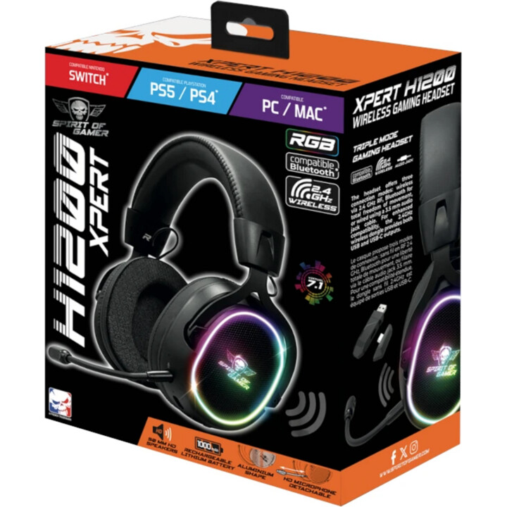 Spirit of Gamer H1200 Cuffie Gaming con Audio Surround Virtuale 7.1 e Microfono con Cancellazione del Rumore