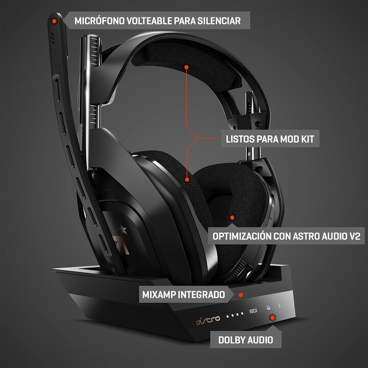 Logitech ASTRO Gaming A50 Auscultadores sem fios para gaming e estação de carregamento