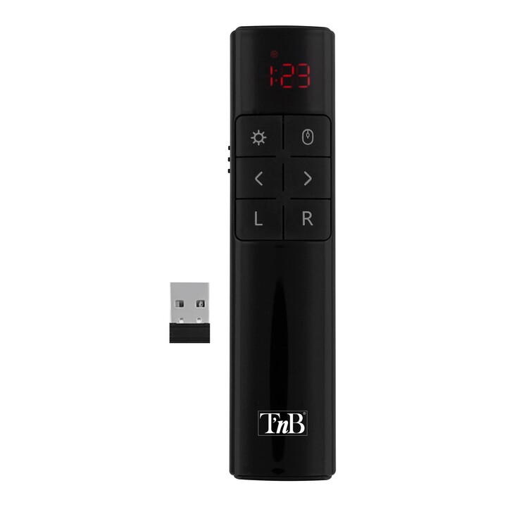 TnB AIRMOUSE2 Présentateur Laser et Souris Gyroscopique avec Raccourcis, Noir