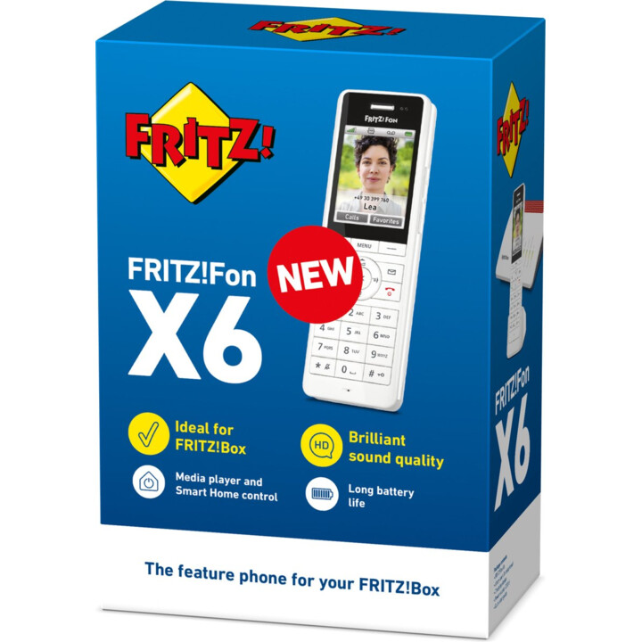 FRITZ!Fon X6 Teléfono DECT Inalámbrico con Identificador de Llamadas, Blanco