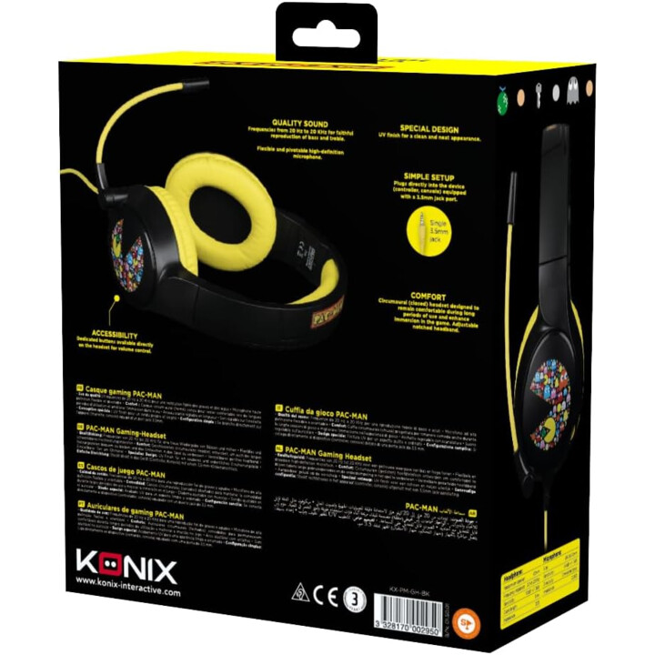 Blade Konix Cuffie da gaming Pac Man con cavo jack da 3,5 mm