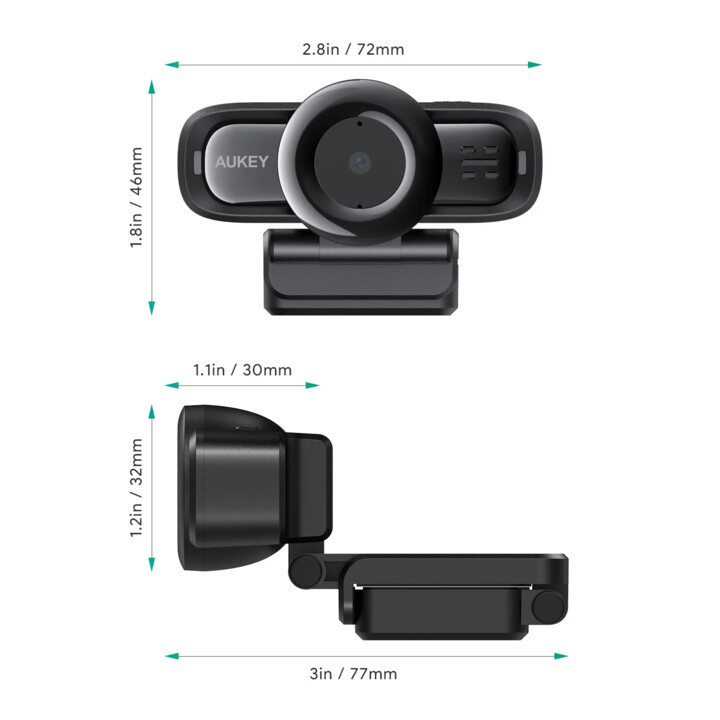 Aukey ClipOn 1080p webcam preta