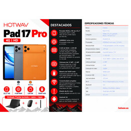 TABLET HOTWAV PAD 17 PRO 4 GB de RAM, 128 GB de ROM, OBSIDIAN BLACK