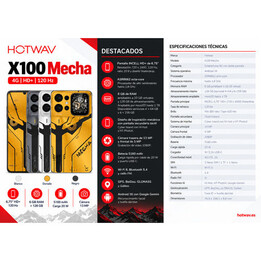 SMARTPHONE HOTWAV X100 MECHA 6 GB de RAM, 128 GB de ROM, CYBER BLACK